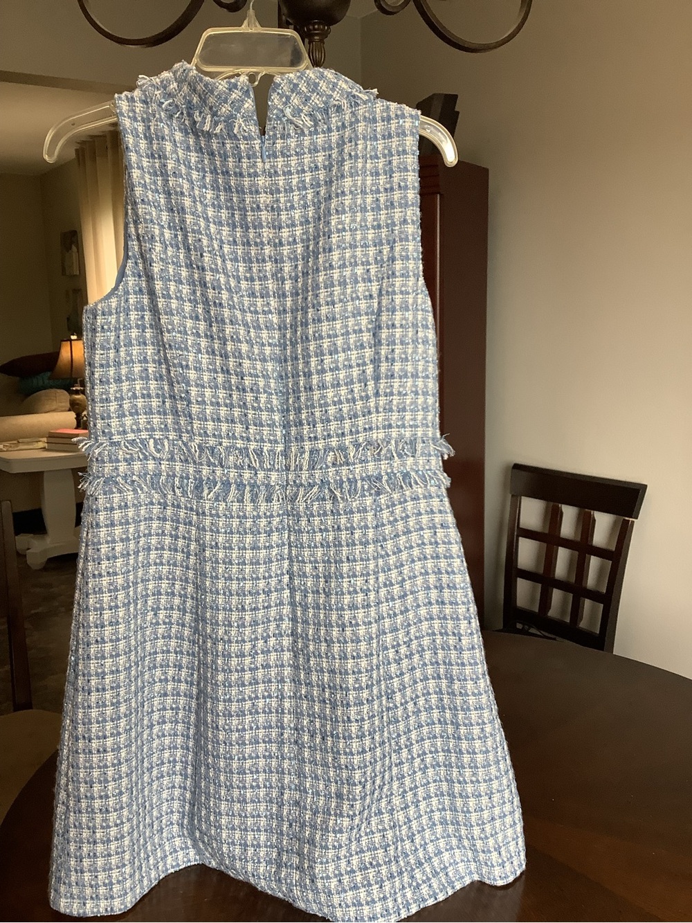 Eliza J Blue and White Tweed Shift Dress - Picture 2 of 5